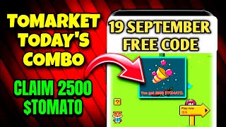 Tomarket Daily Combo Today 19th Sept  Tomato App Daily Combo Code Apply  Tomarket New Updates [upl. by Kiker]