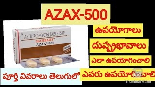 Azithromycin 500 tabletusesamp sideeffects inteluguAzax500tablet usesbest antibiotics Tablet telugu [upl. by Munshi]