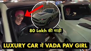 Vada Pav Girl Mustang Car vada pav girl new car chandrika dixit visit jj communication [upl. by Acinok]