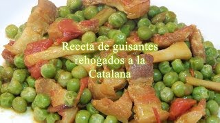 Receta fácil de guisantes rehogados con ajos tiernos y panceta [upl. by Ytsirt]