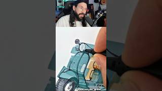 ✏️Technique de Dessin Incroyable 🛵Croquis Stylé Vespa Par Steven De Groot [upl. by Sarazen]