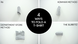 HOW TO 4 Ways to Fold your Tshirt  KonMari Method amp More [upl. by Tacye]