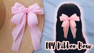 DIY Hair Bows out of Ribbon Wide 25cm  How to Make Long Tails Bow with Grosgrain Ribbon [upl. by Anytsyrk625]