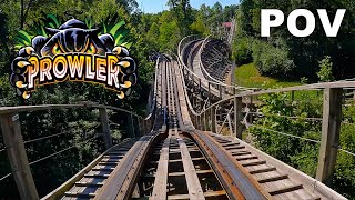 Prowler Front Row POV Worlds of Fun  Fantastic GCI Wooden Coaster Thru the Woods [upl. by Annahaj]