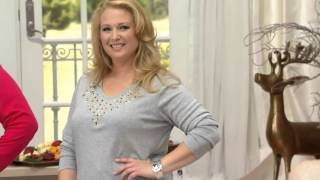 Quacker Factory Jewel Neck Embellished Long Sleeve Tshirt on QVC [upl. by Anaerb]