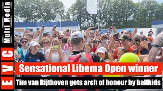 Amazing Libema Open Champion Tim van Rijthoven leaves centre court through a ballkids arch of honour [upl. by Fabien714]