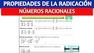 PROPIEDADES de la RADICACIÓN de NÚMEROS RACIONALES 👍 [upl. by Htedirem94]