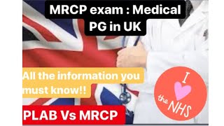 Mrcp exam  PG in UK after Mbbs 🇬🇧  PLAB vs MRCP [upl. by Kathryne]