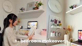 room makeover │ decorating amp rearranging my room cozy and minimalistic new desk setup [upl. by Bern]