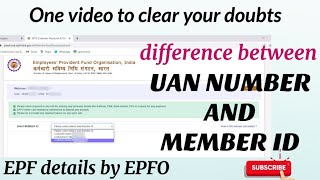 Difference between UAN and Member ID  PF number by EPFO [upl. by Enilorac]