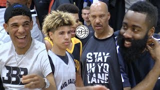 LaMelo Ball PLAYING IN InFront oF James Harden and Lonzo Big Ballers vs Compton Magic [upl. by Aloibaf]