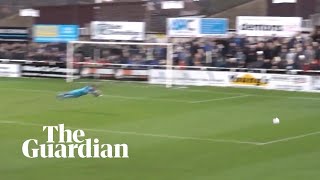 Hemel Hempstead goalkeeper sarcastically dives after longrange strike [upl. by Gamal]