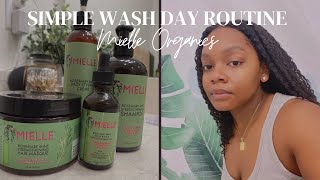 SIMPLE WASH DAY ROUTINE  Low Porosity  Mielle Organics Rosemary Mint [upl. by Yelats]