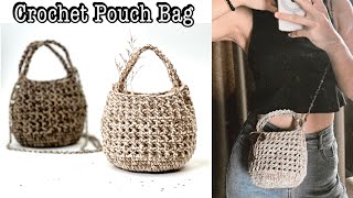 Easy Crochet Cute Pouch Bag Tutorial  Crochet Cute Tiny Round Net Bag DIY [upl. by Cornell733]