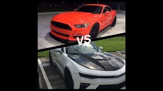 Procharged 2015 Mustang GT vs Procharged 2016 Camaro SS [upl. by Idnahr328]