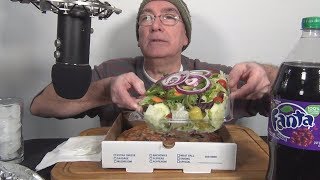 ASMR Eating Anchovy Pizza Garden Salad Carrot Cake Grape Fanta Whispering [upl. by Dowski]