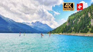 Lake Silvaplana Switzerland in 4K with relaxing music  Switzerland in 4K [upl. by Bartolome316]