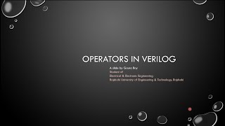 Operators in Verilog  Hardware Modeling Using Verilog [upl. by Diamond930]