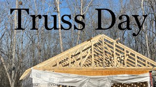 24’x36’ Shop Build Part 3 DIY Truss Install [upl. by Chuipek184]