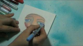 15 Bloknote TV  Art Journaling Coloring a face with copic markers [upl. by Granny]