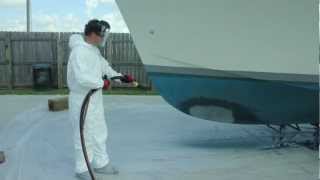 Fiberglass Boat Stripping with the Dustless Blaster [upl. by Morven745]