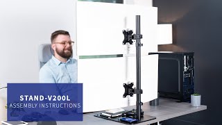 STANDV200L Dual Ultrawide Vertical Monitor Desk Stand Assembly by VIVO [upl. by Tarrah617]