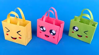 Origami Paper Bag  How To Make Paper Bags with Handles  Origami Gift Bags  school hacks [upl. by Phylis]