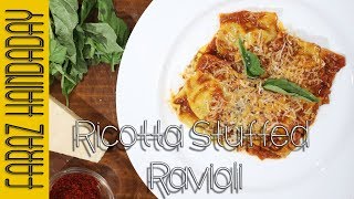 Ricotta Cheese Stuffed Ravioli  Homemade pasta [upl. by Gavriella]