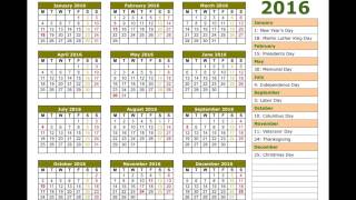 2016 calendar [upl. by Ivanna]