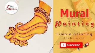 Kerala Mural Painting for beginners  Mural painting  Simple Painting [upl. by Nairbo62]