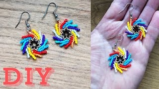 Kolorowe Kolczyki z Koralików Ścieg Petersburski DIY Tutorial St Petersburg stitch Beaded earrings [upl. by Hollander790]