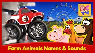 Learn Names amp Sounds of Farm Animals with Monster Trucks at the Carnival [upl. by Eicats]