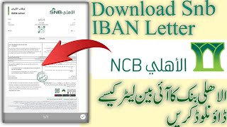 Snb Bank Ka Iban Letter Kaise Nikale Snb IBAN Letter Download Kaise KareDownload Ncb IBAN Letter [upl. by Suoinuj]