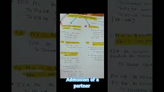 Admission of a partner👬👫  Class 12th  Accountancy  hand written notes📝📚  shorts video202425 [upl. by Abbie]