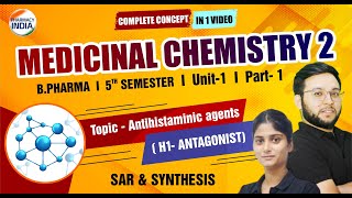 ANTIHISTAMINIC AGENTS  H1 ANTAGONIST  MED CHEM  BPHARMA  5 SEMESTER  ONE SHOT [upl. by Aip]