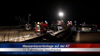 09012014 AN Massenkarambolage verwandelt A7 bei Feuchtwangen in Trümmerfeld [upl. by Eehc813]