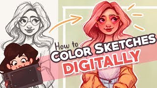 HOW TO COLOR YOUR SKETCHES DIGITALLY Photoshop Tutorial [upl. by Aniad]