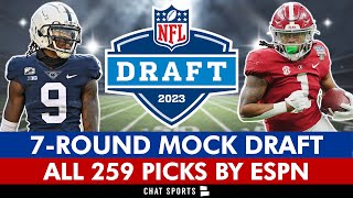 7Round 2023 NFL Mock Draft From ESPN Projections For Every Single Pick [upl. by Eidnalem]