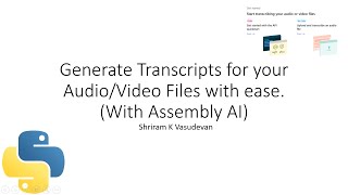 Generate Transcripts for Audio Video Files [upl. by Alda968]