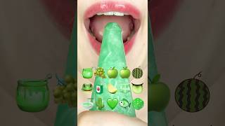 ASMR GREEN EMOJI FOOD 초록색 이모지 먹방 sped up [upl. by Rodama]