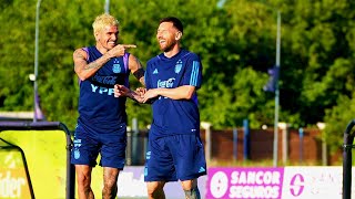 De Paul makes Messi laugh hard during Argentina training today [upl. by Alleyne]