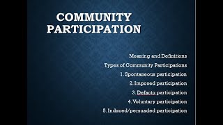 Community participation definition amp types of community participation in Urdu amp English [upl. by Nesyla]