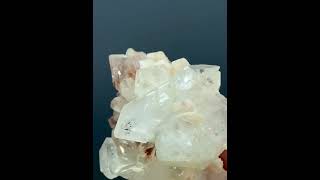 Hematite Included Clear Apophyllite Cluster with Peach Stilbite from India [upl. by Telfer]