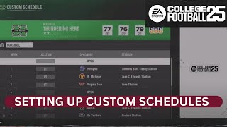 How To Set Up Custom Schedules  College Football 25 [upl. by Garvy]