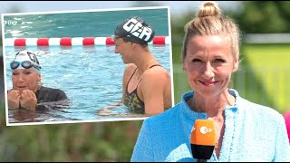 „ZDFFernsehgarten“ Andrea Kiewel fällt in den Pool und pinkelt ins Wasser [upl. by Lovash240]