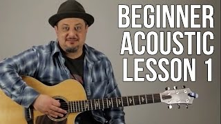 Beginner Acoustic Lesson 1  Your Very First Guitar Lesson E Minor  Asus2 [upl. by Yirinec]