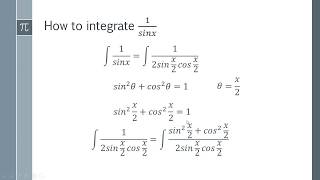 How to integrate 1sinx [upl. by Cooe]