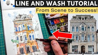 Line and Wash Watercolor Tutorial for Beginners  How to Pick Your Scene AND Paint it [upl. by Tompkins104]