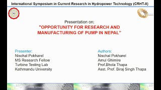 CRHTX47Opportunity for Research and Manufacturing of Pump in Nepal [upl. by Ringo36]