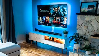 Modern Living Room Setup Tech Transformation 2024 [upl. by Shurlocke]